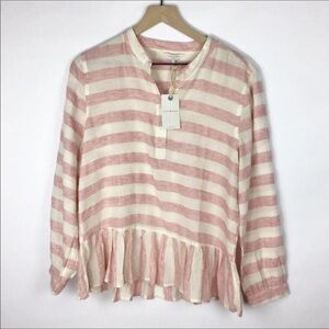 🔥Lucky Brand pink long sleeve peplum top. Large NWT